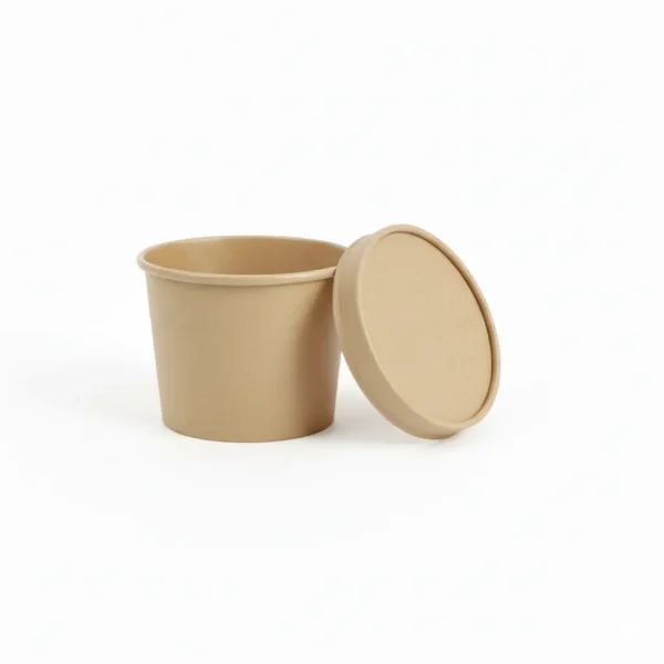 Amatraa Kraft Paper Container with Lid– 250ml Pack of (50pc)