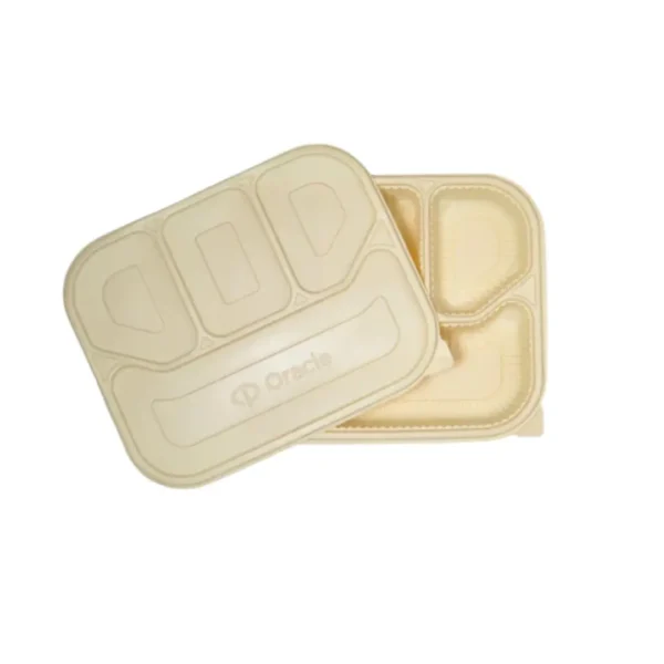 Amatraa 4 CP Cornstarch Meal Box Tray With Lid (50pc)