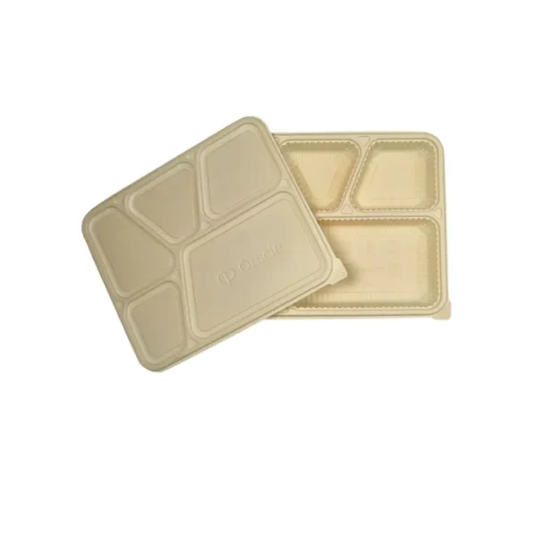 Amatraa 5 CP Cornstarch Meal Box Tray With Lid (50pc)