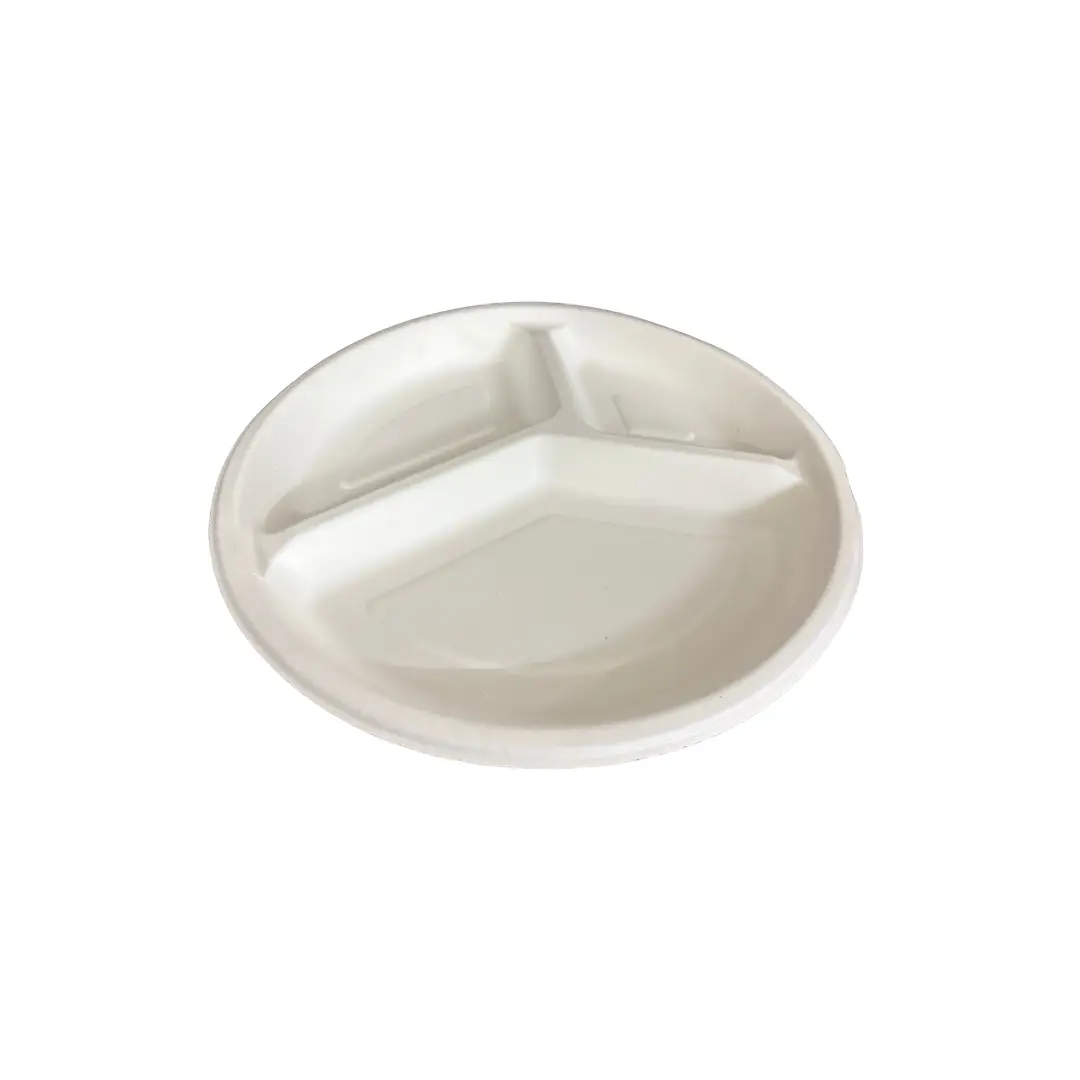 Untitled design (2) Amatraa 10-Inch 3CP Round Bagasse Plate (25 pc) - Image 1