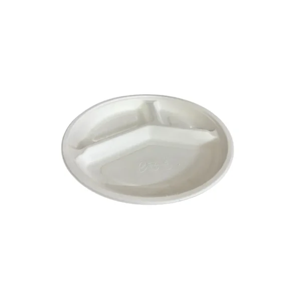 Amatraa 9-Inch 3CP Round Bagasse Plate ( 25 pc)